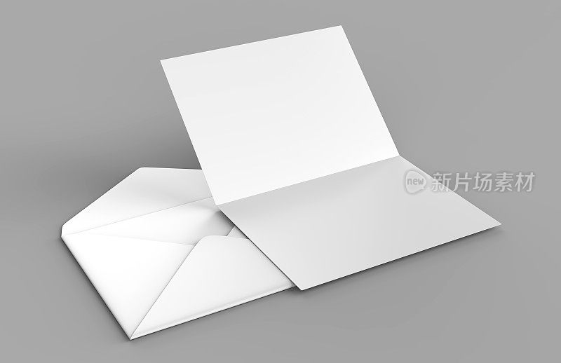 空白白色现实男爵信封模拟。3 d渲染插图。